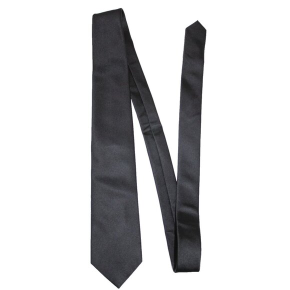 THE TIE BAR Men's 100% Silk DESIGNER Tie Solid Black 57" x 3" EUC - Picture 2 of 6